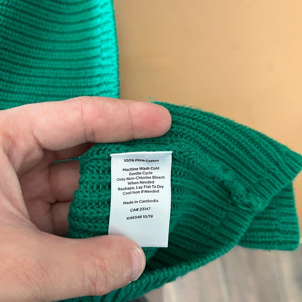 Talbots Emerald Green V-Neck Sweater with Ribbed Texture - Picture 3 of 3